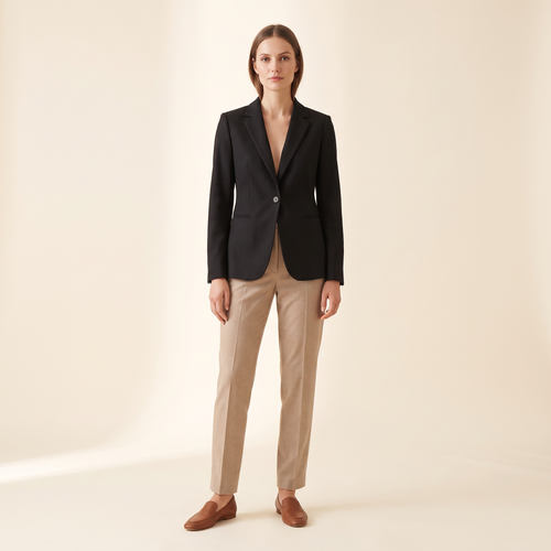 Blazer donna slim fit in nero, vista intera