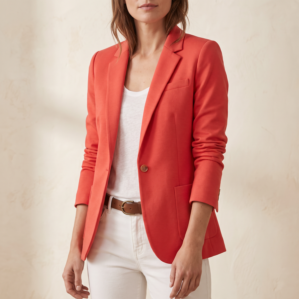 Blazer donna slim fit con revers classici in rosso