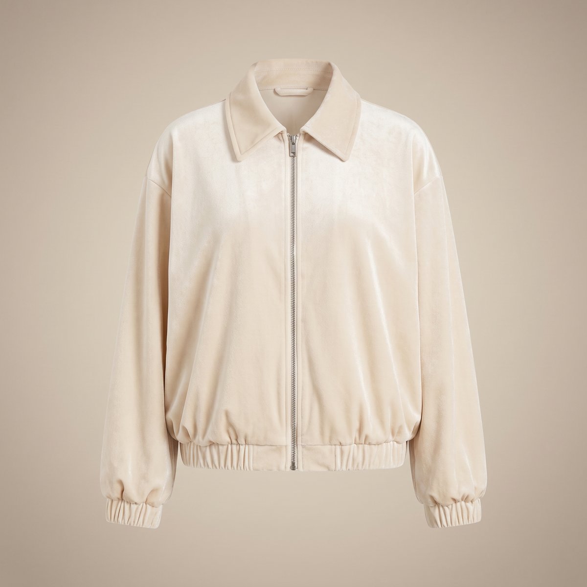 Bomber donna effetto velluto nel colore crema