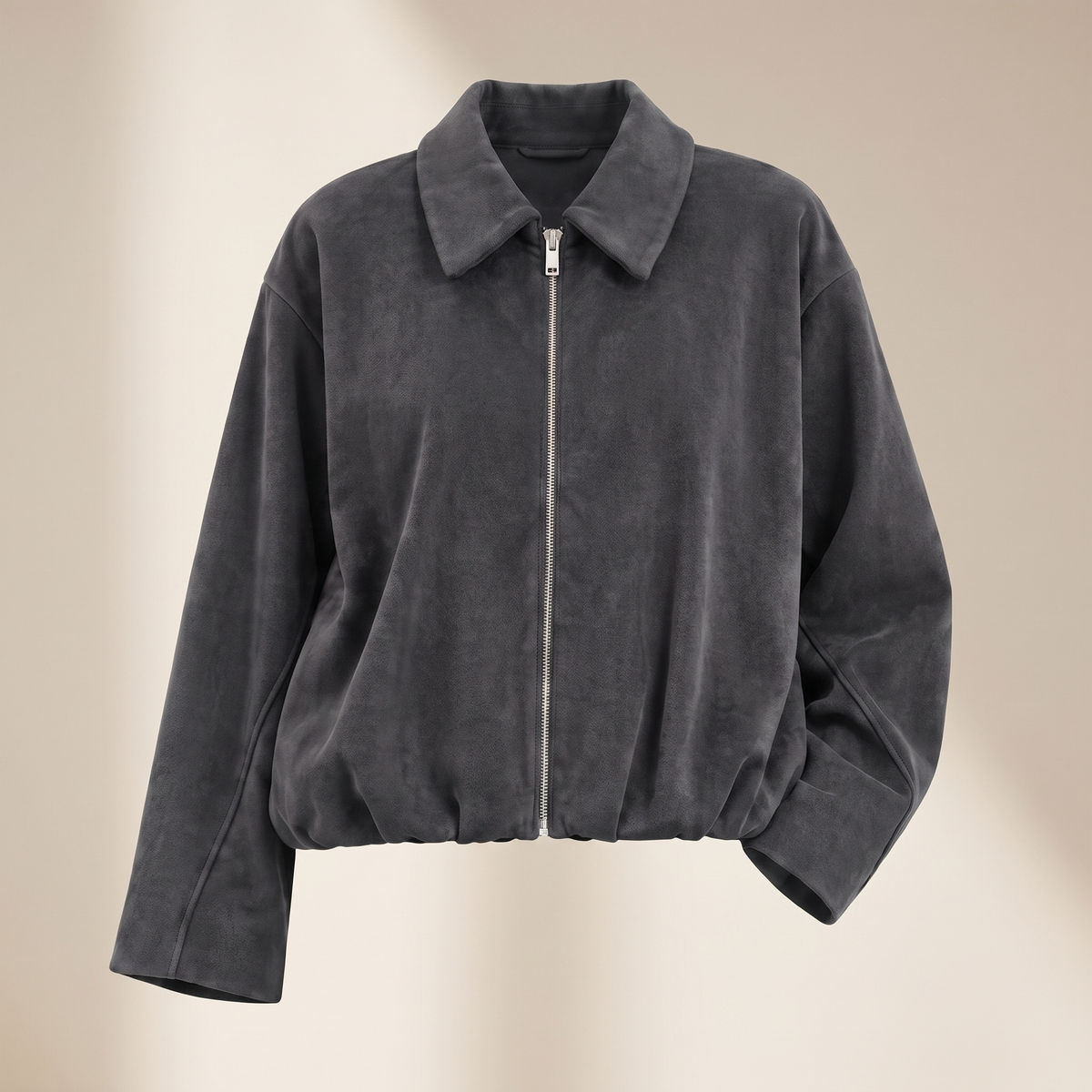 Bomber donna effetto velluto nel colore grigio scuro