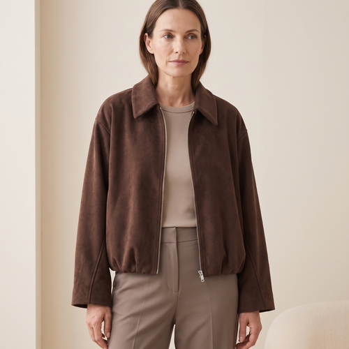 Bomber donna effetto velluto indossato