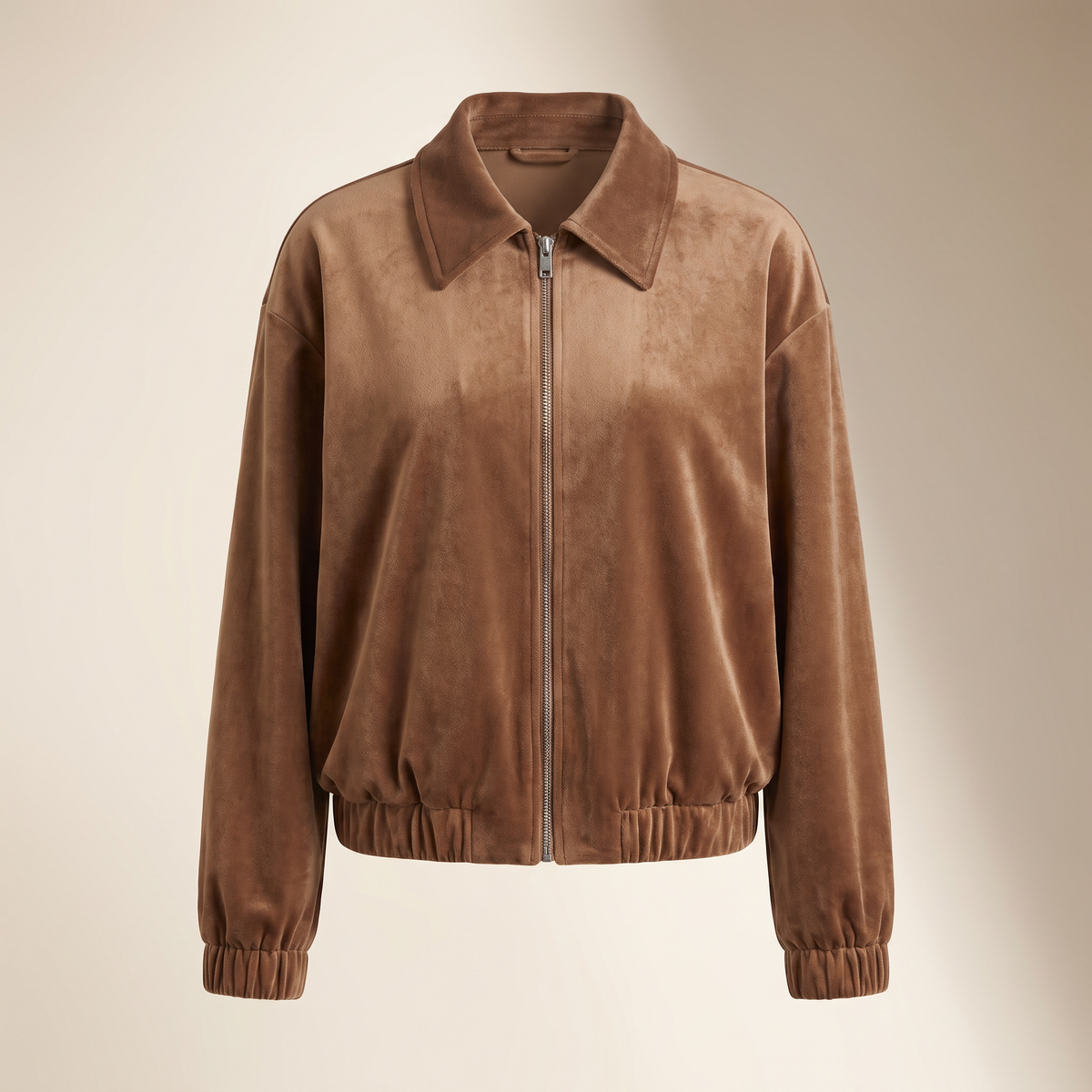 Bomber donna effetto velluto nel colore marrone
