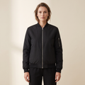Bomber donna nero vintage con zip frontale, vista frontale