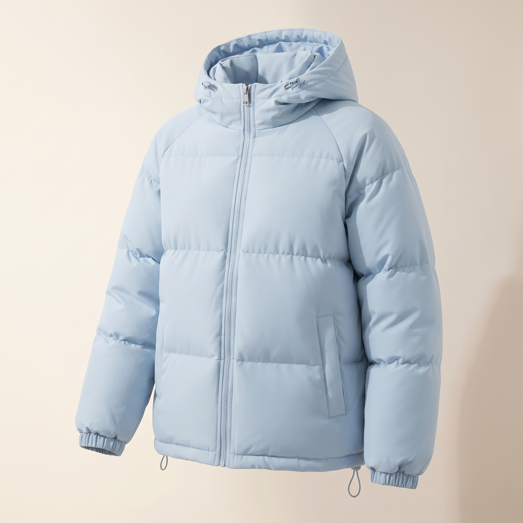 Cappotto donna lungo imbottito, vista di tre quarti