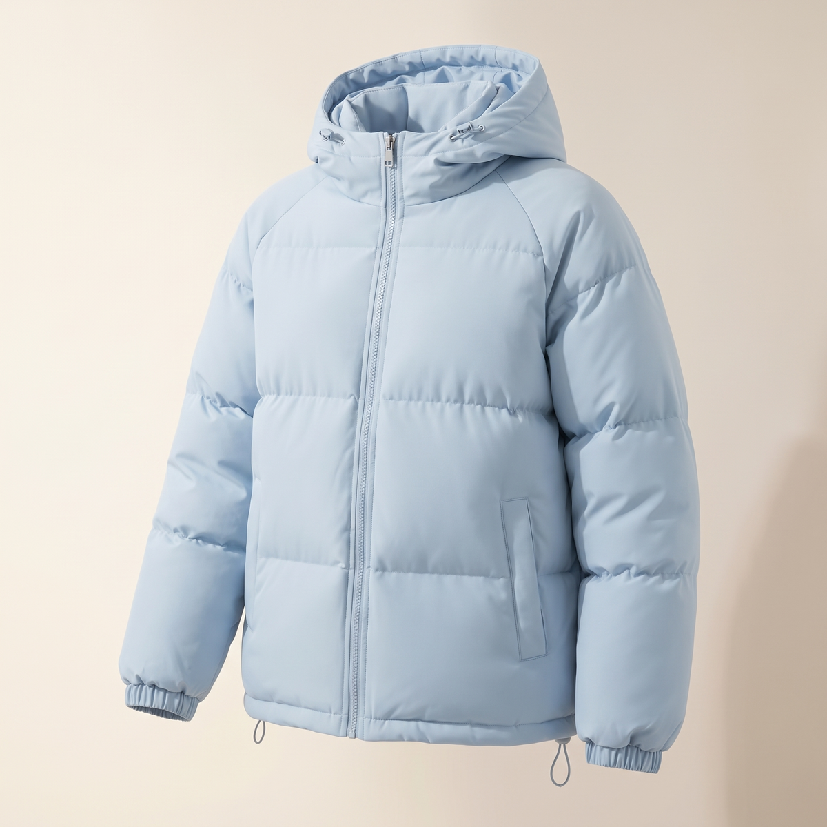 Cappotto donna lungo imbottito, vista di tre quarti