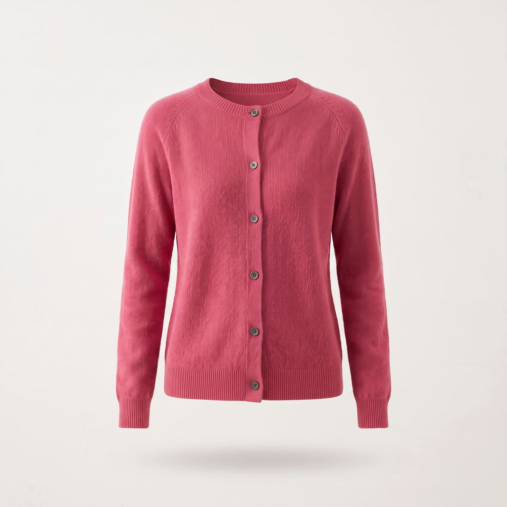 Cardigan donna lungo con bottoni nel colore Rosa acceso