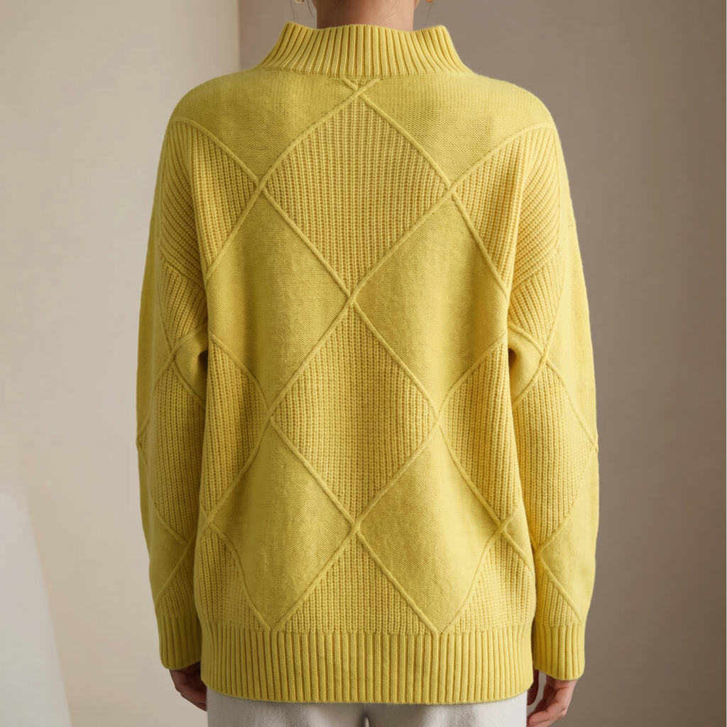 Dolcevita donna con motivo argyle giallo, vista posteriore