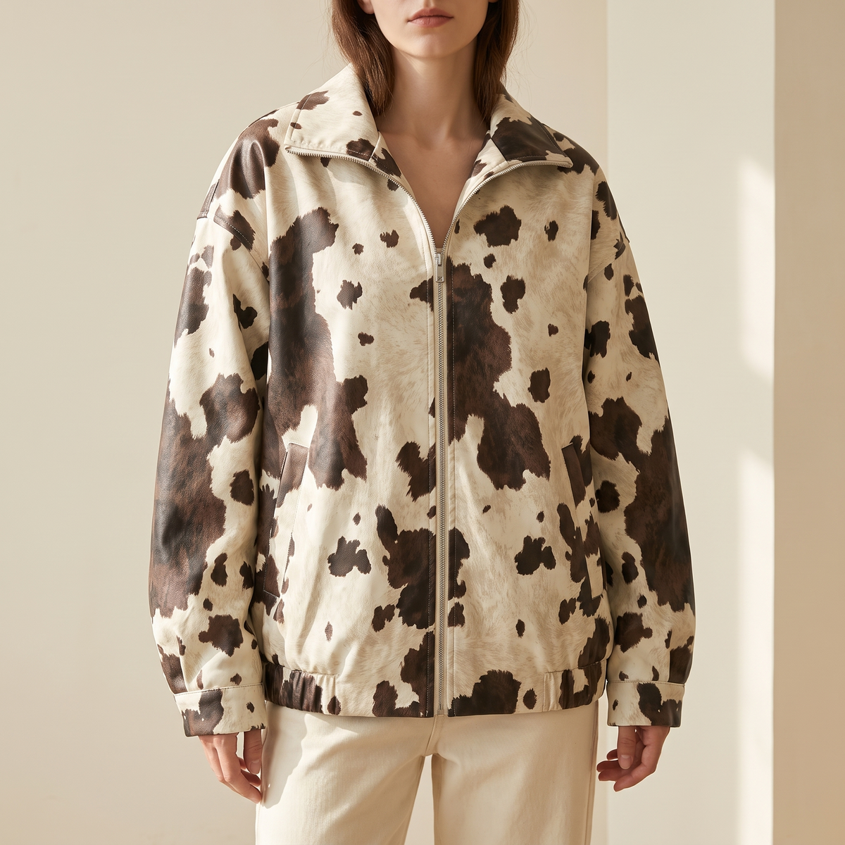 Giacca donna oversize in similpelle multicolore