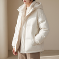 Giubbotto donna imbottito bianco con cappuccio e zip frontale, vista frontale
