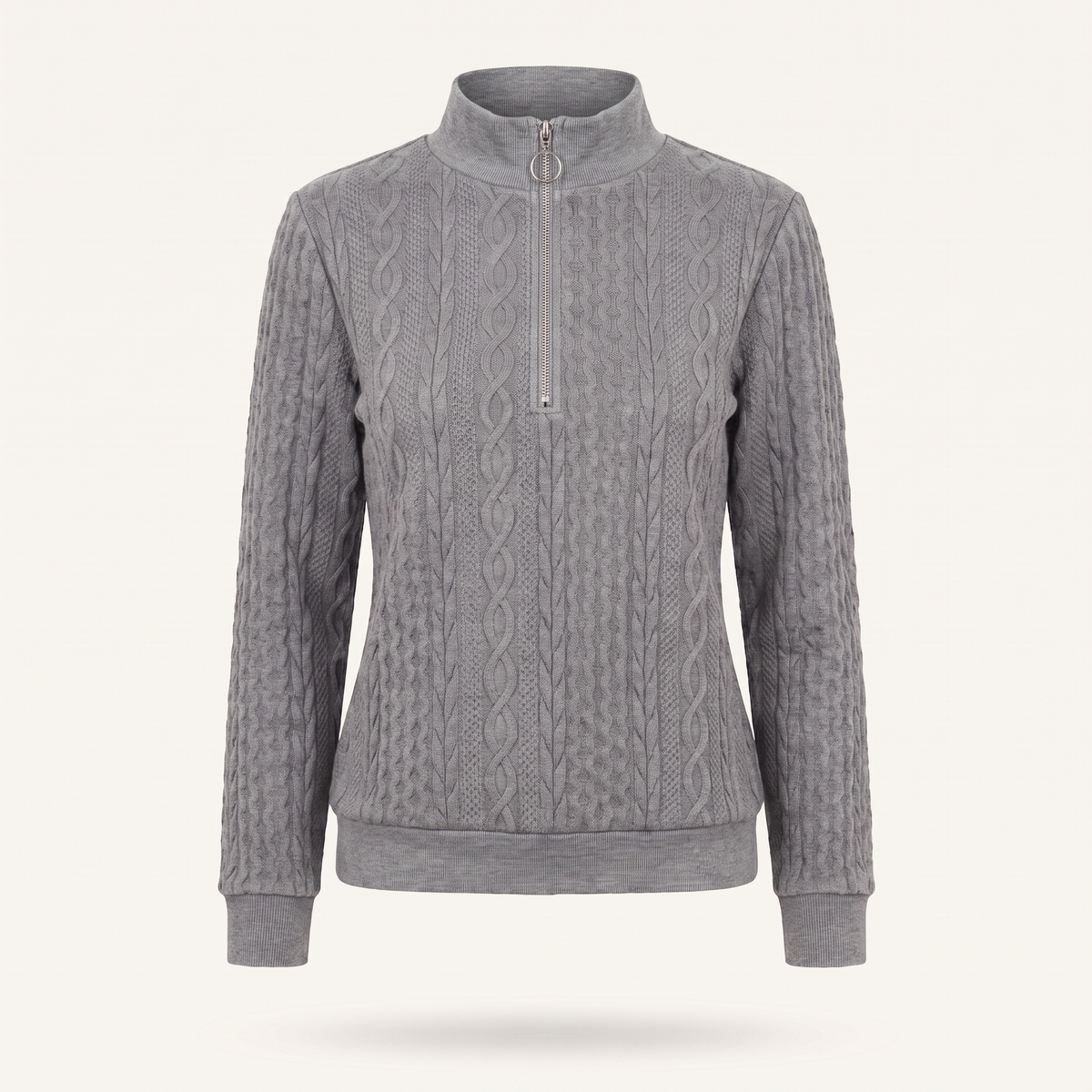 Maglione donna collo alto a trecce nel colore Grigio