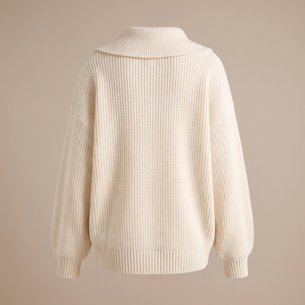 Maglione donna oversize con mezza zip, vista posteriore