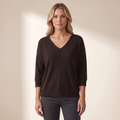 Maglione donna con scollo a V e maniche tre quarti, vista frontale