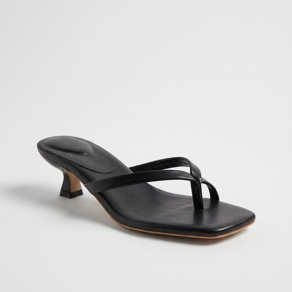 Sandali donna kitten heel neri, vista laterale