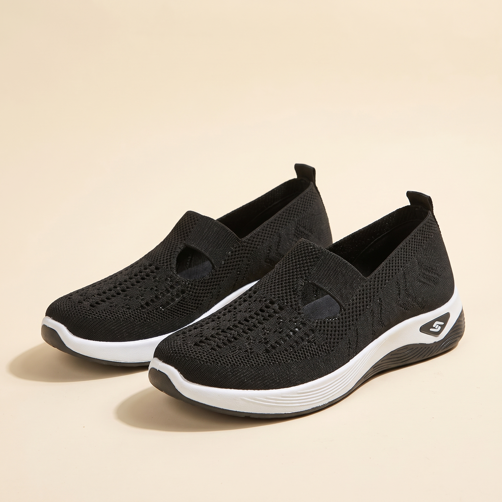 Scarpe donna slip-on in maglia con suola spessa, vista frontale