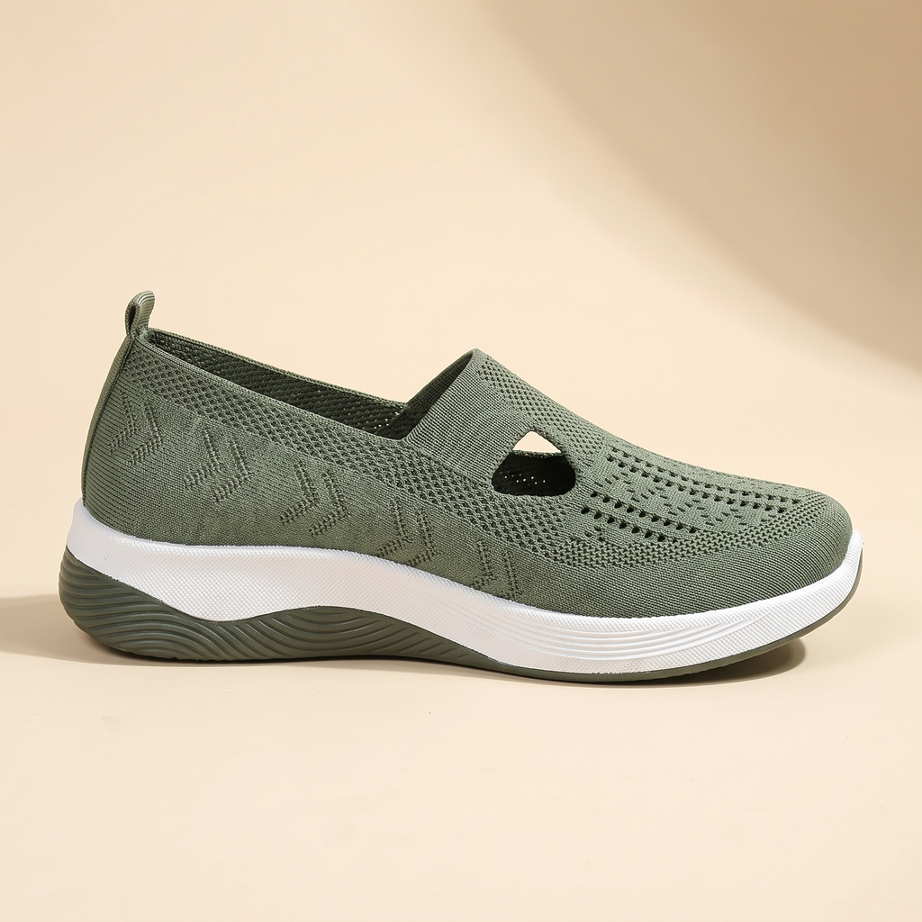 Scarpe donna slip-on in maglia con suola spessa, vista laterale