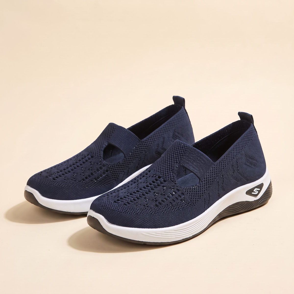 Scarpe donna slip-on in maglia nel colore Blu Navy