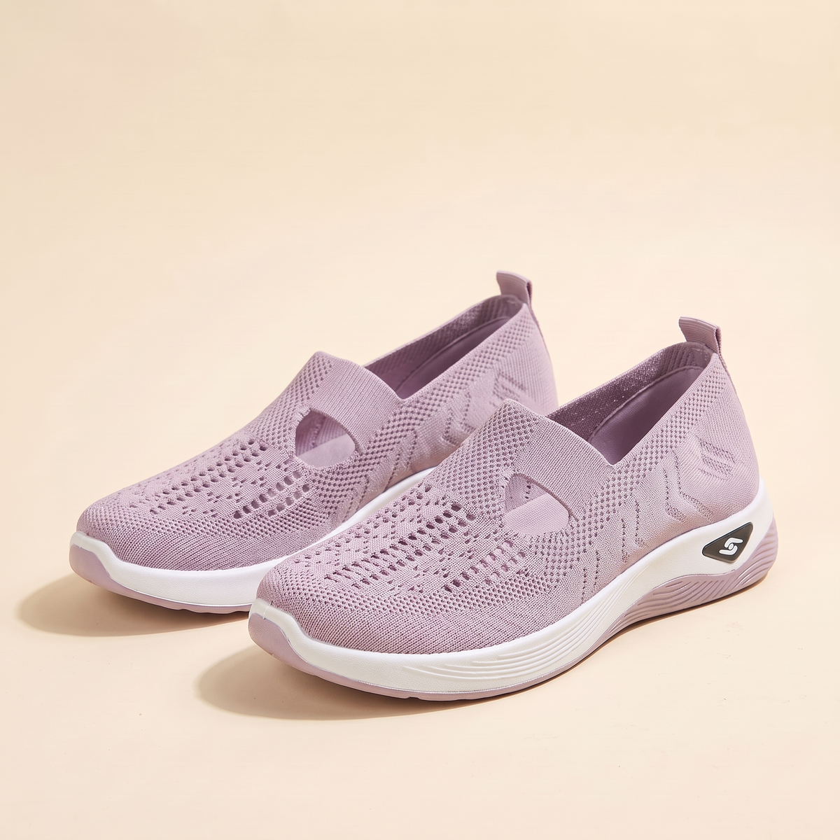 Scarpe donna slip-on in maglia nel colore Lilla