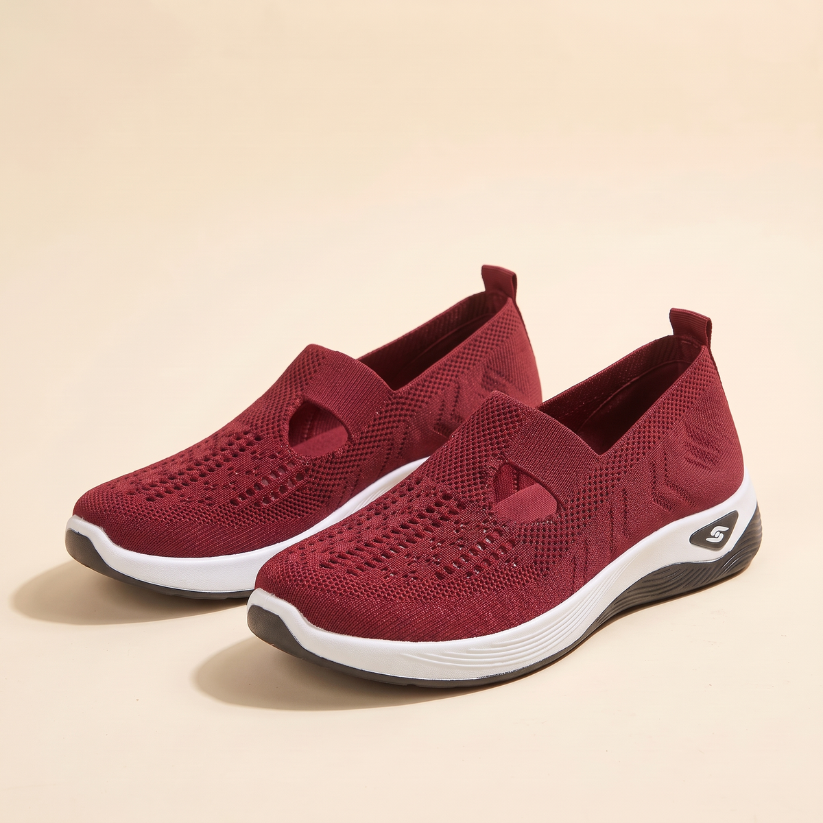 Scarpe donna slip-on in maglia nel colore Rosso