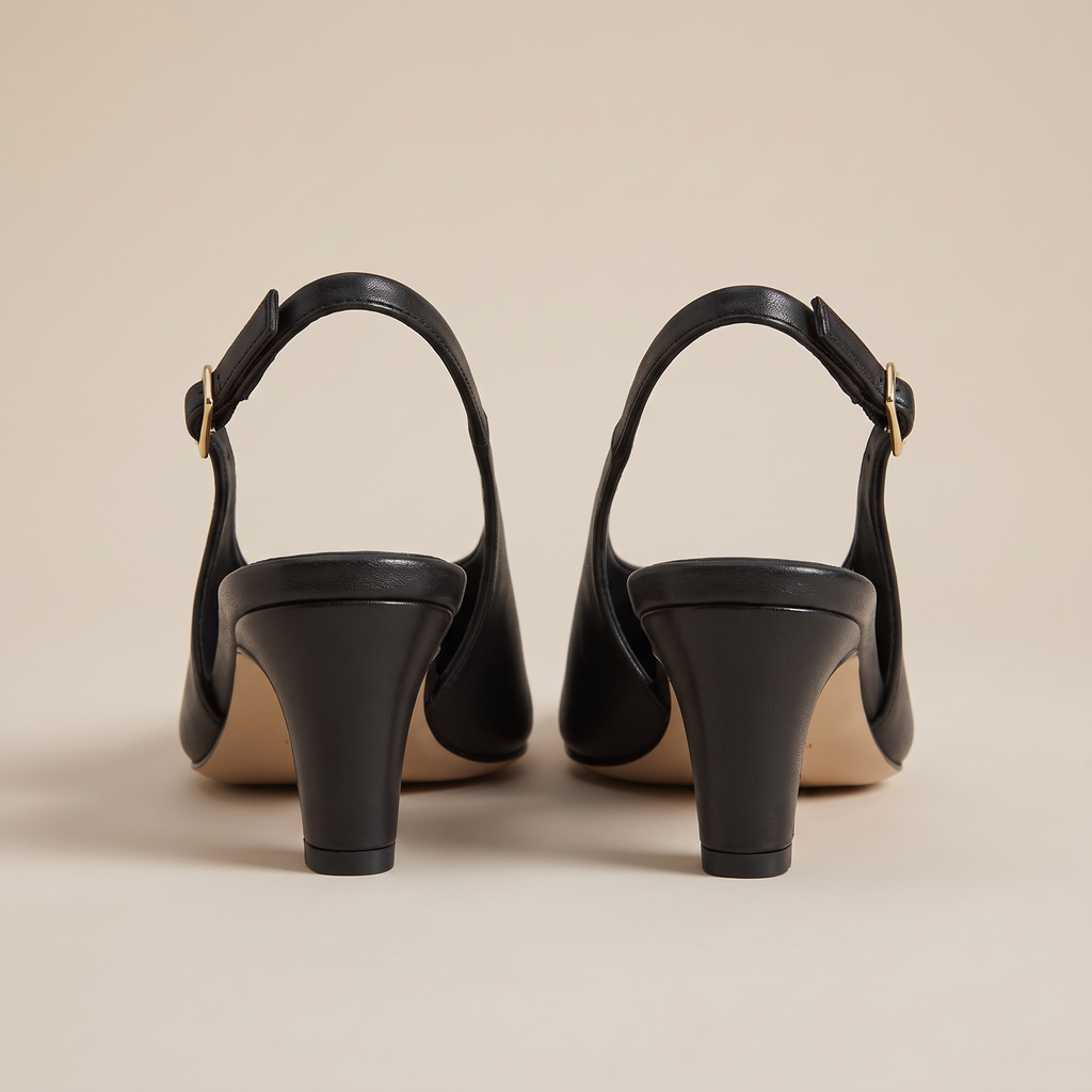 Slingback donna nere con cinturino posteriore, vista retro
