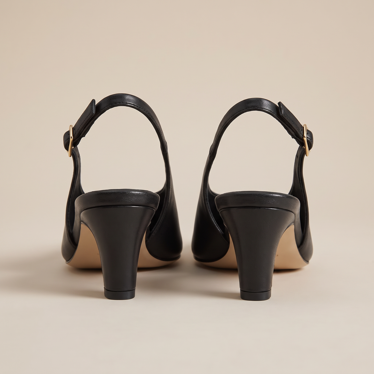 Slingback donna nere con cinturino posteriore, vista retro