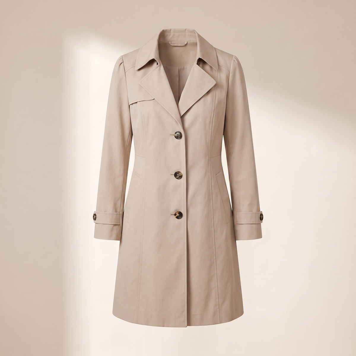 Trench donna beige con colletto a rever