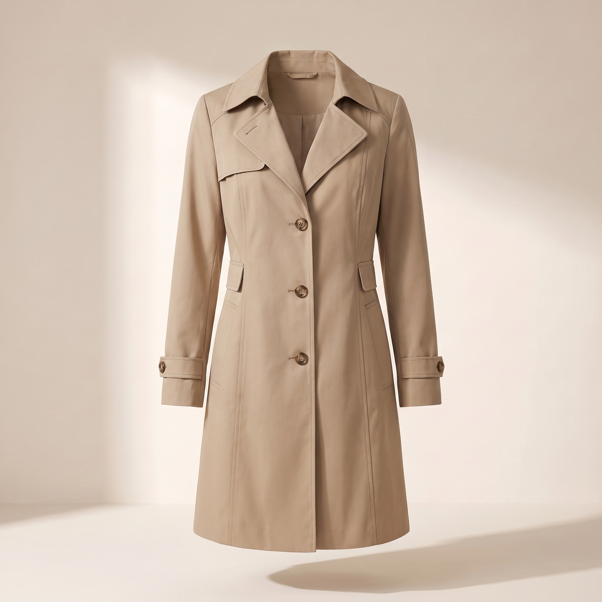 Trench donna khaki con colletto a rever