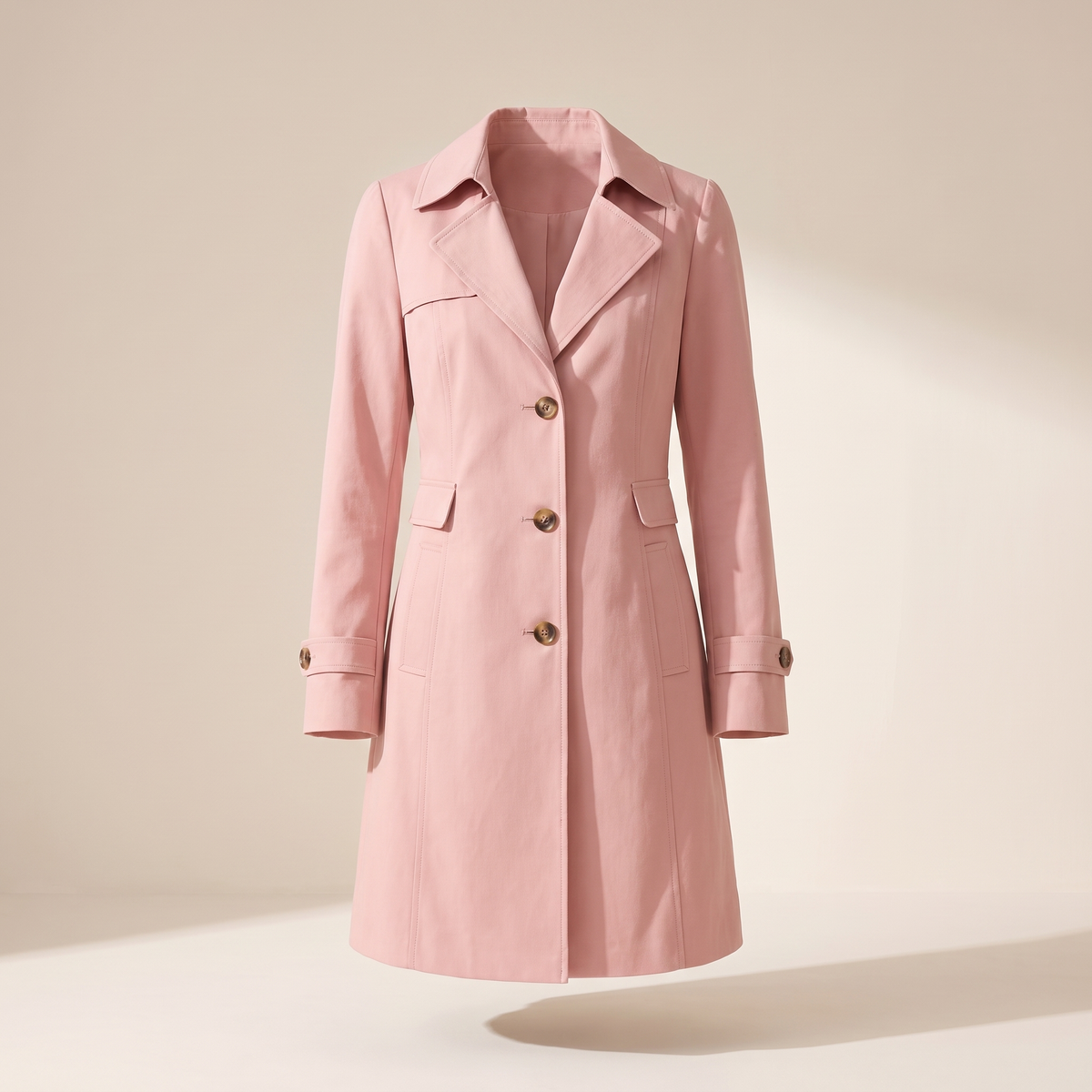 Trench donna rosa con colletto a rever